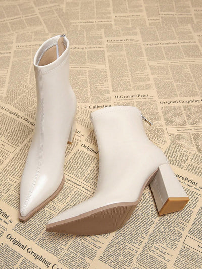 New Elegant Wine Red Thick Heel High Heel Pointed Toe Women Boots