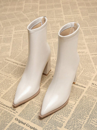 New Elegant Wine Red Thick Heel High Heel Pointed Toe Women Boots
