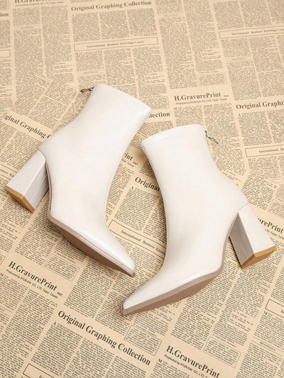 New Elegant Wine Red Thick Heel High Heel Pointed Toe Women Boots