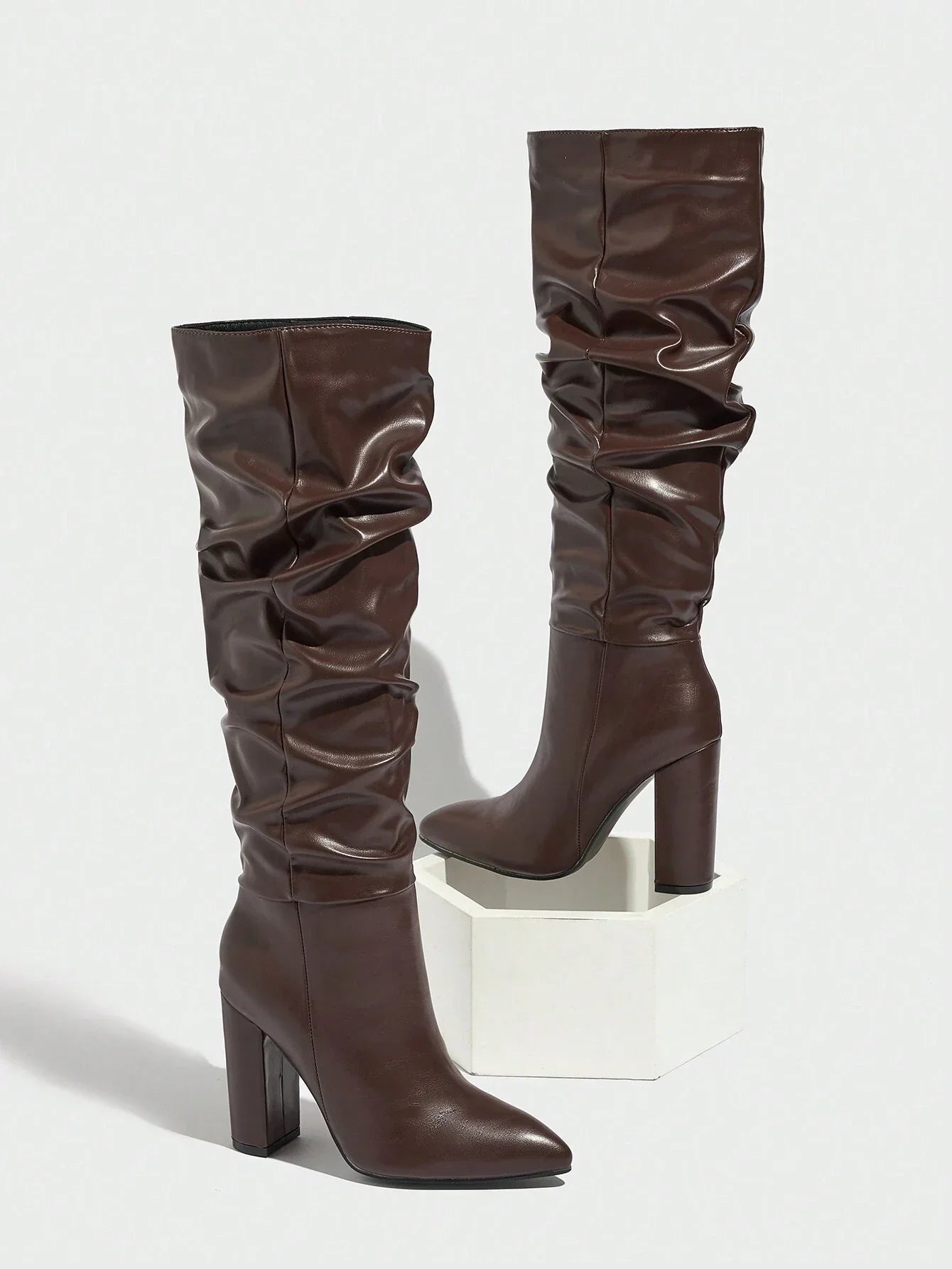 Women's Classic Black Faux Deer Suede Knee High Boots