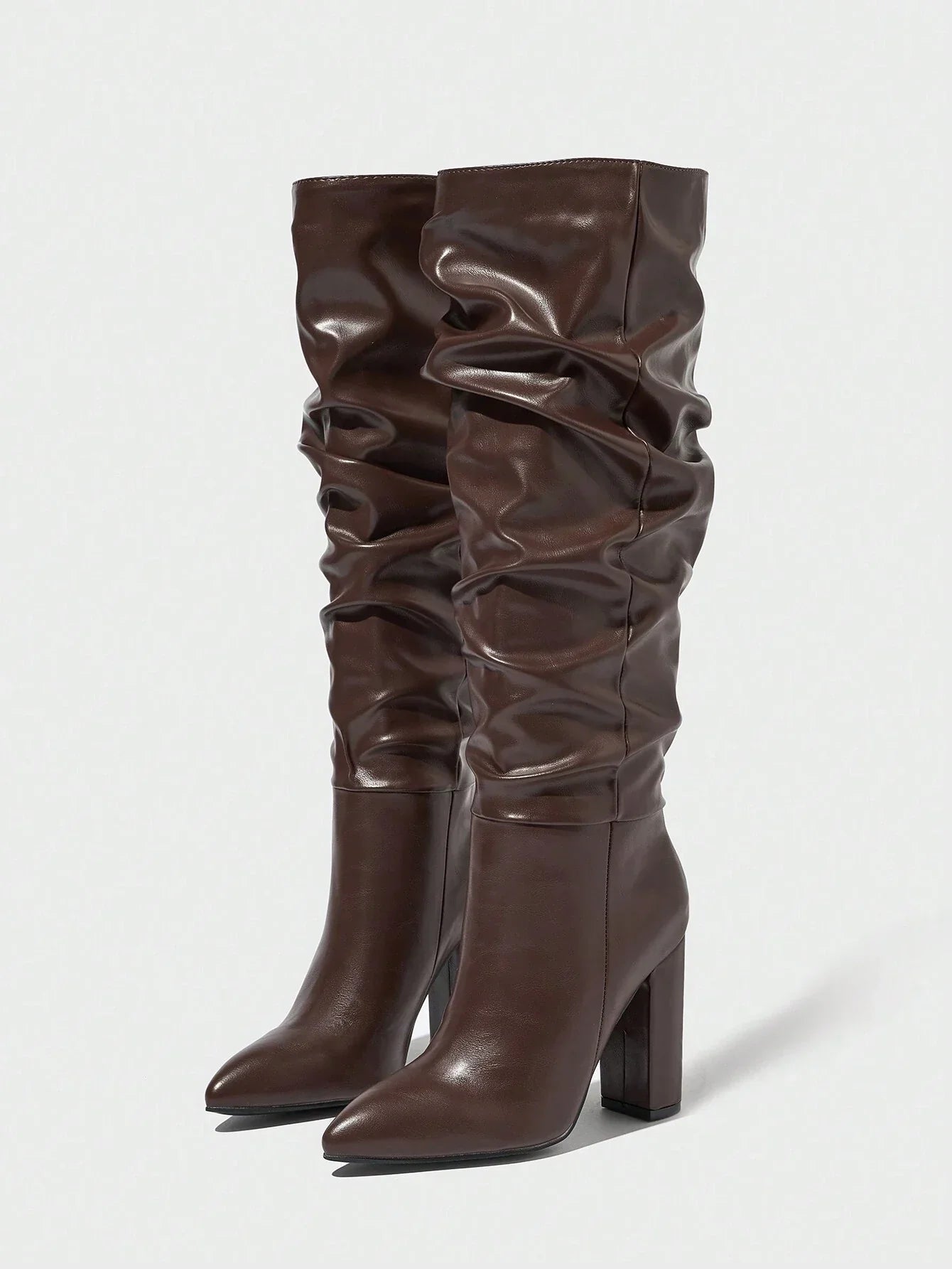 Women's Classic Black Faux Deer Suede Knee High Boots