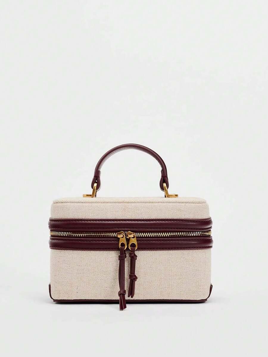Fashionable Hard-Sided Blue Square Handbag, With Dual Shoulder Straps