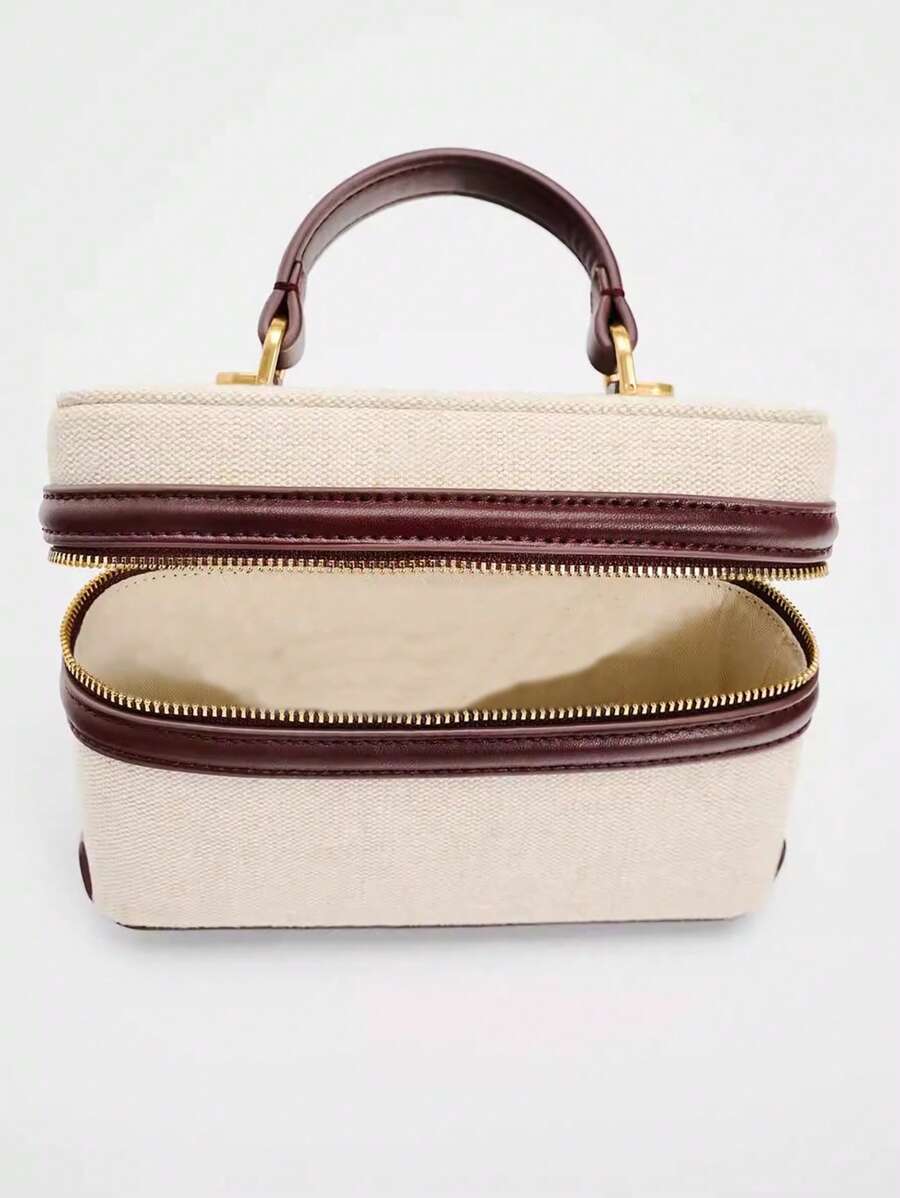 Fashionable Hard-Sided Blue Square Handbag, With Dual Shoulder Straps