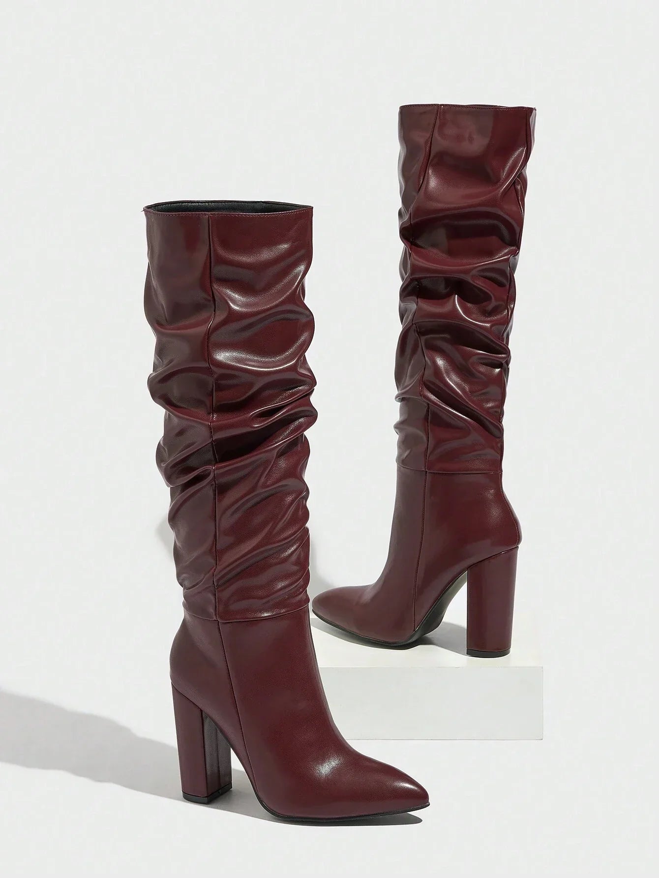 Women's Classic Black Faux Deer Suede Knee High Boots