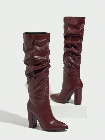 Women's Classic Black Faux Deer Suede Knee High Boots