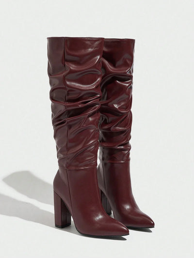 Women's Classic Black Faux Deer Suede Knee High Boots