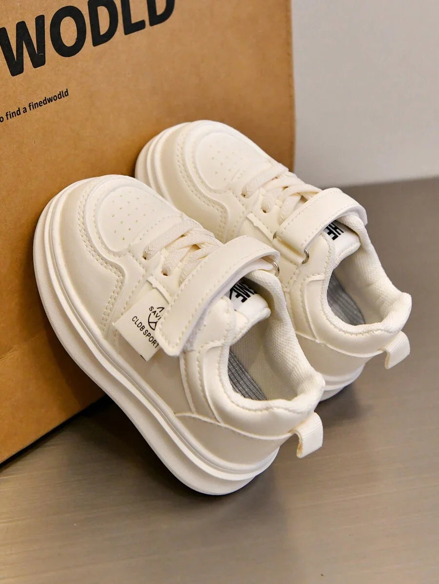 1 Pair Baby Leather Patchwork Color Hook And Loop Sneakers