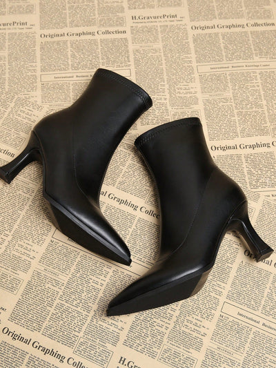New Elegant Wine Red Thick Heel High Heel Pointed Toe Women Boots