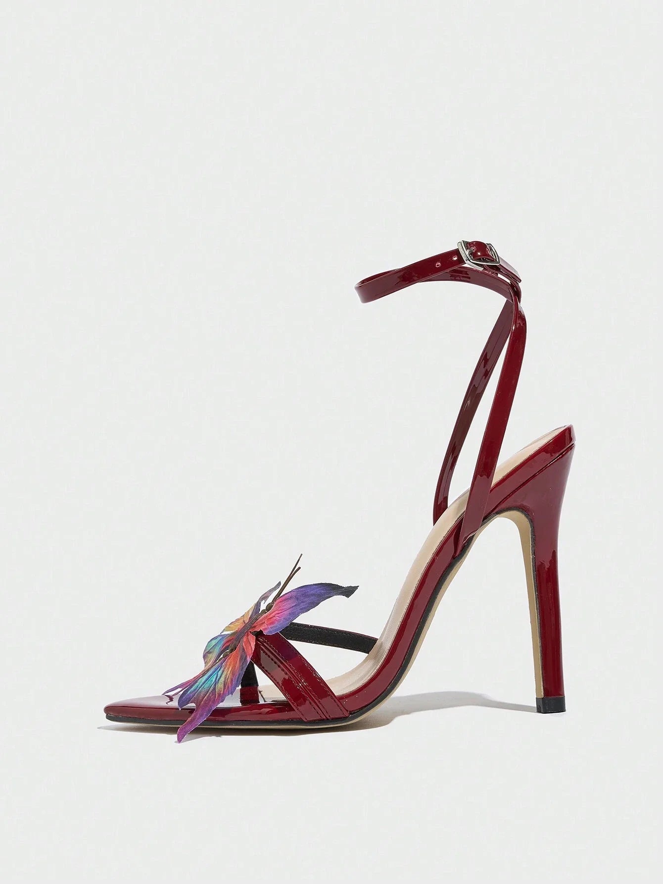 Shiny Butterfly Decor PU Leather Party Shoes