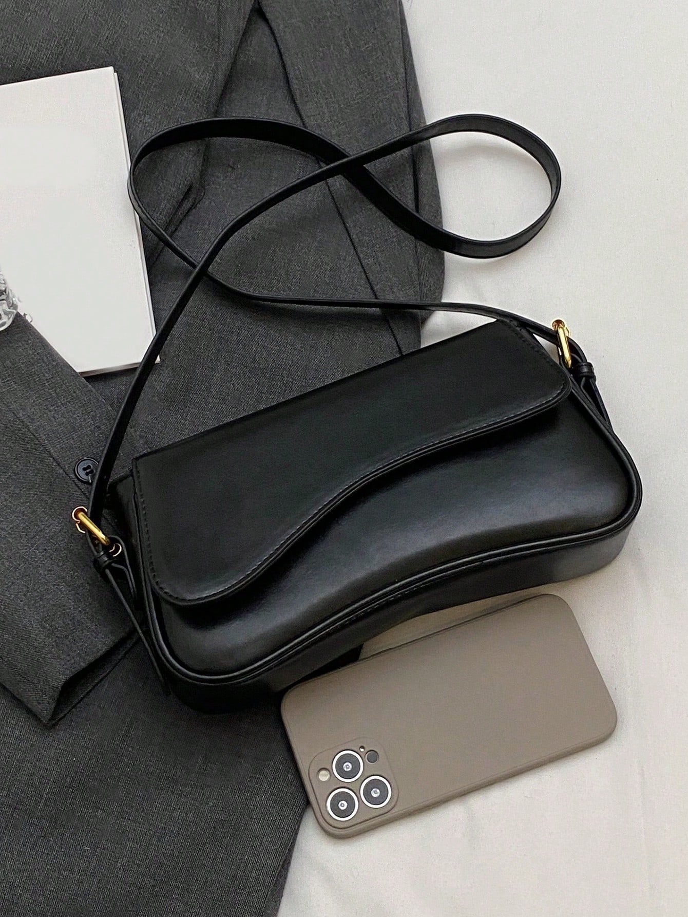 Lightweight,Business Casual Minimalist Flap Square Bag