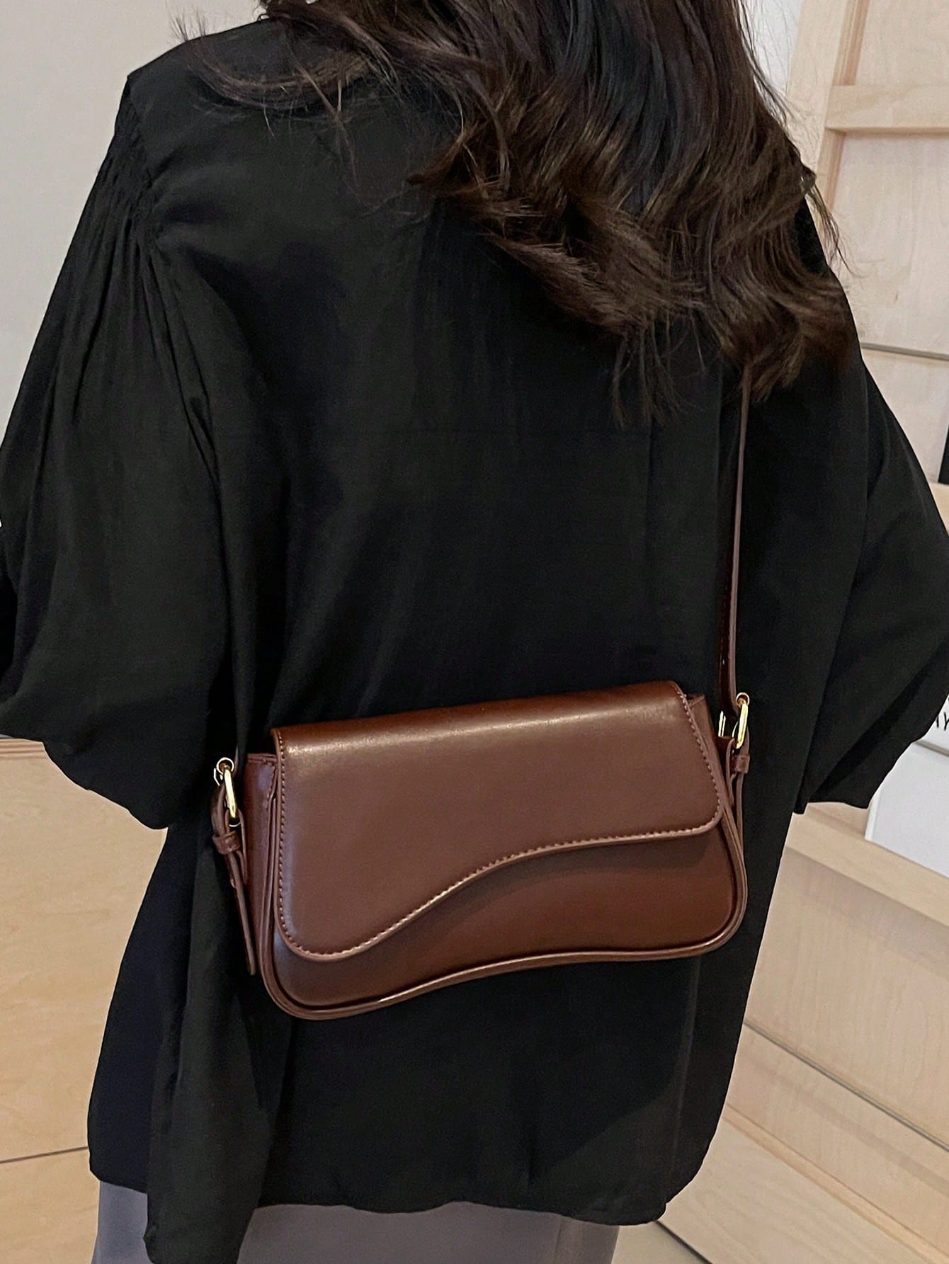 Lightweight,Business Casual Minimalist Flap Square Bag