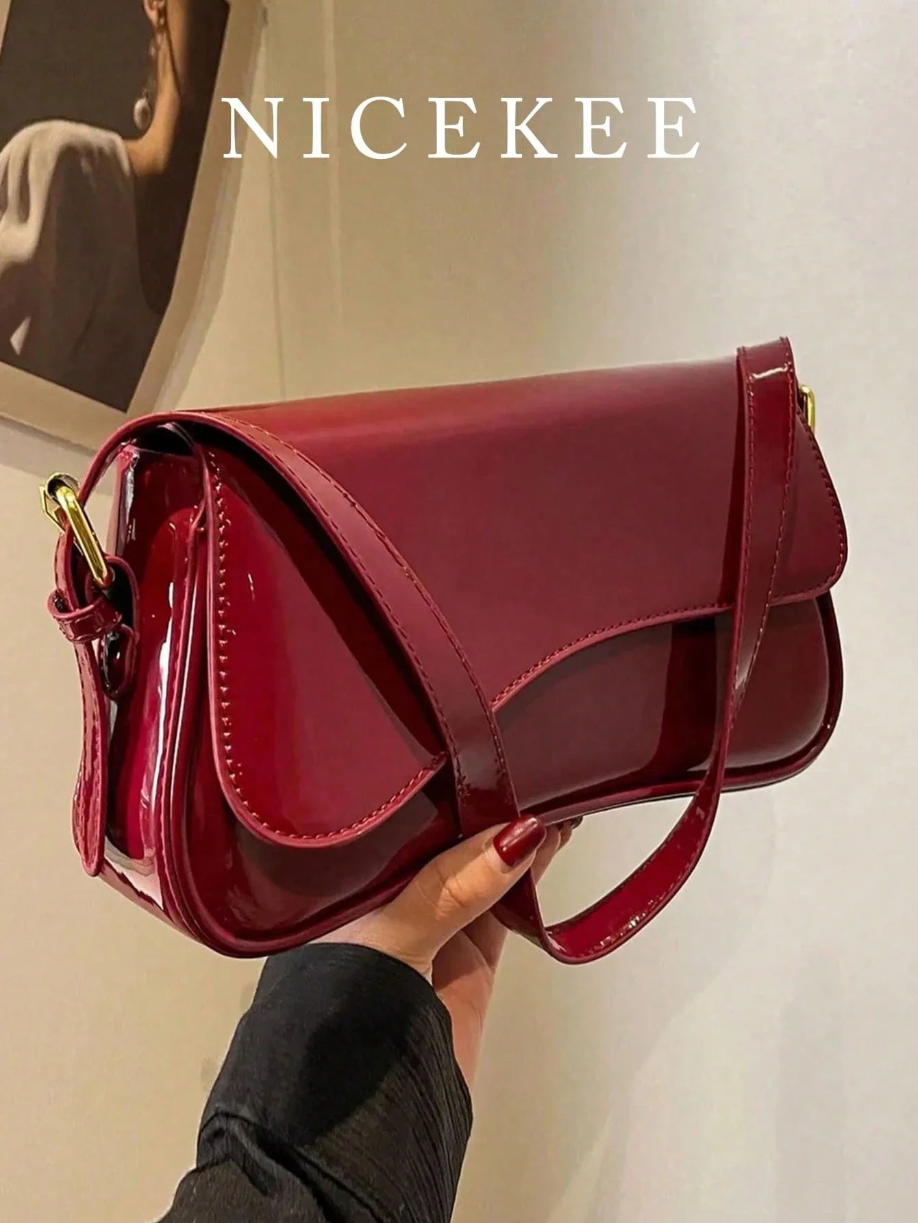 Lightweight,Business Casual Minimalist Flap Square Bag