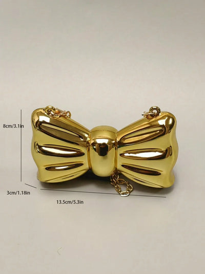 Fashionable Mini Bow Metallic Mirror Earphone Bag