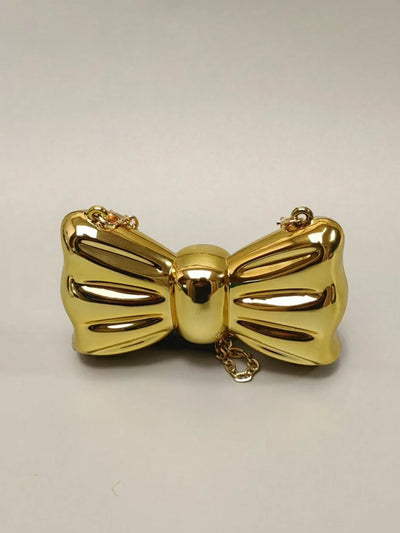 Fashionable Mini Bow Metallic Mirror Earphone Bag