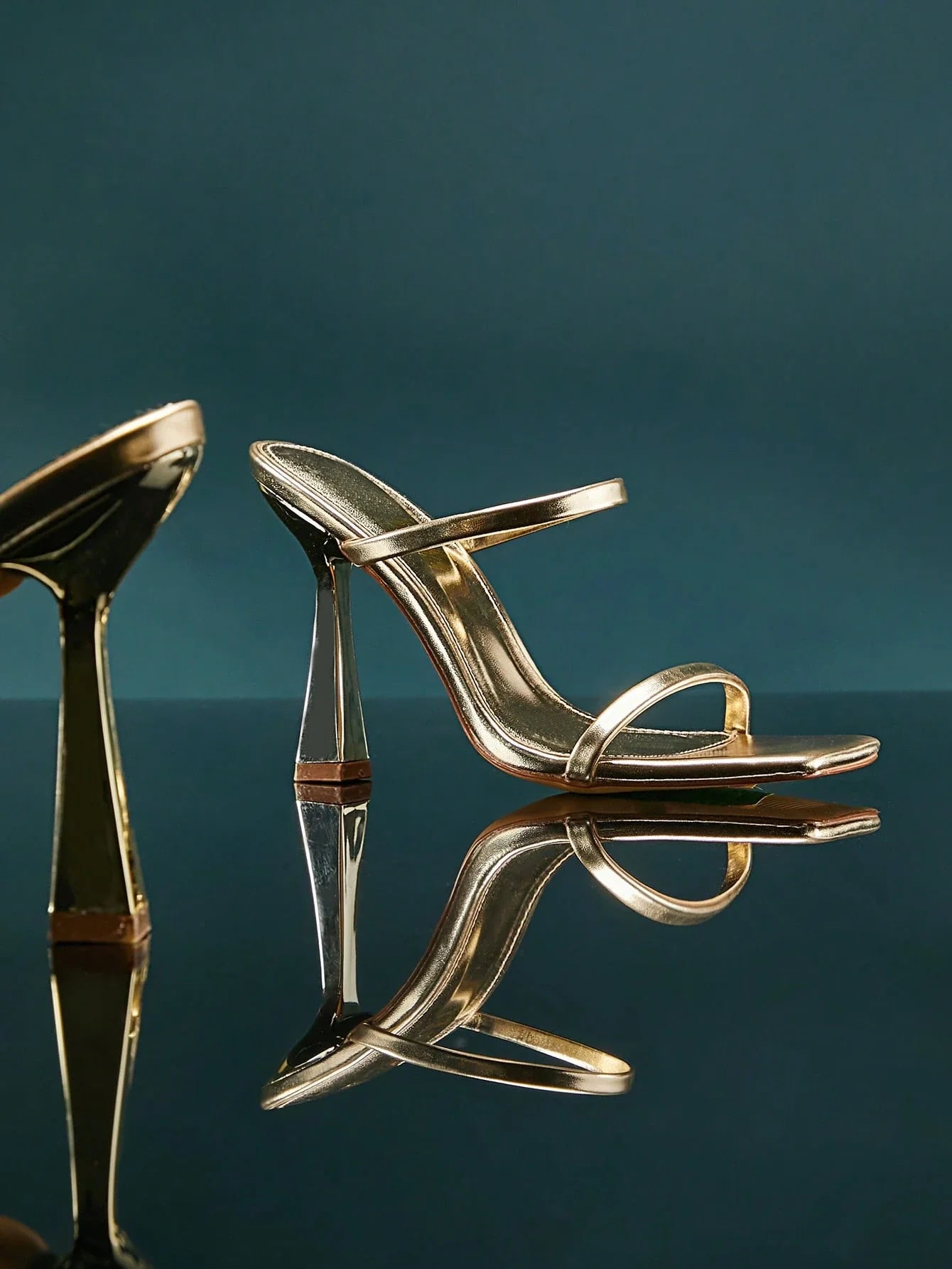 Glamorous Light Gold Multi Strap High Heel Sandal
