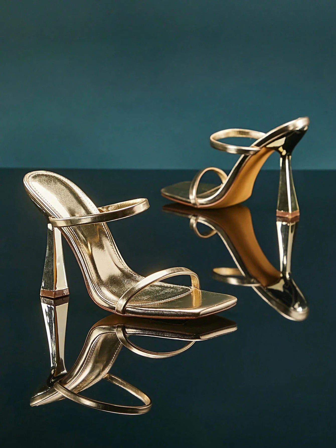 Glamorous Light Gold Multi Strap High Heel Sandal