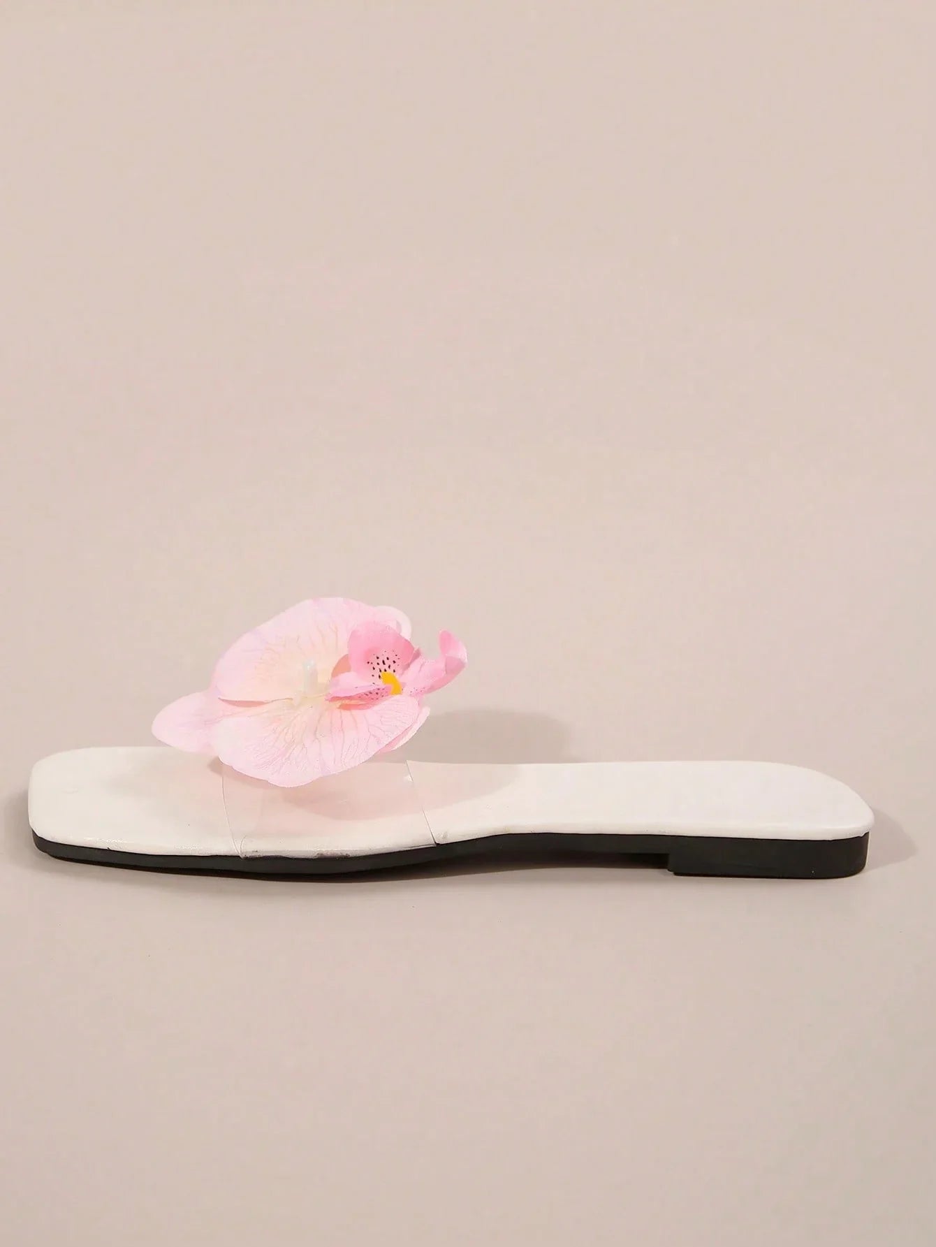 French Style Floral Strap Flat Slide Sandals