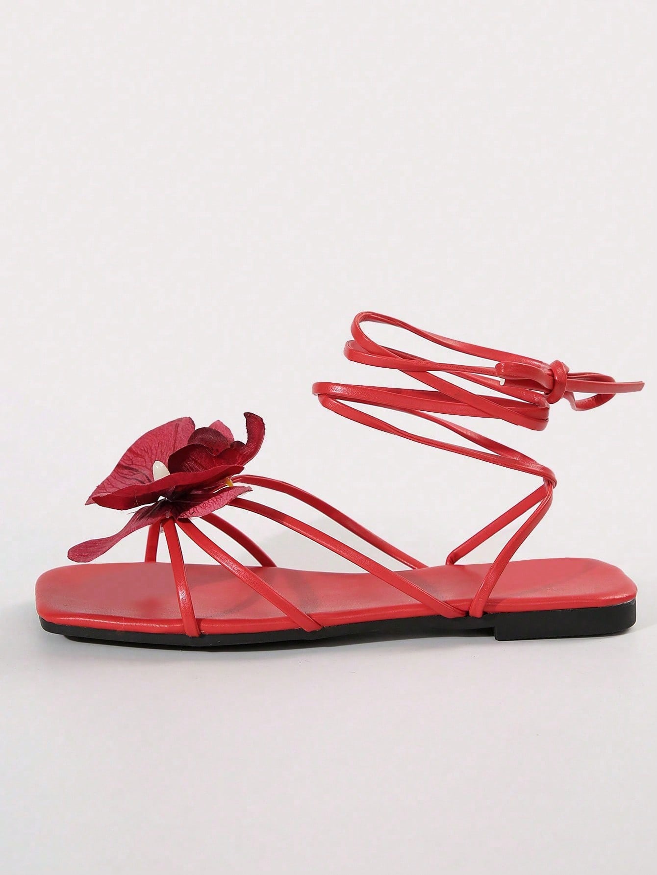 French Flower Strap Flat Slippers
