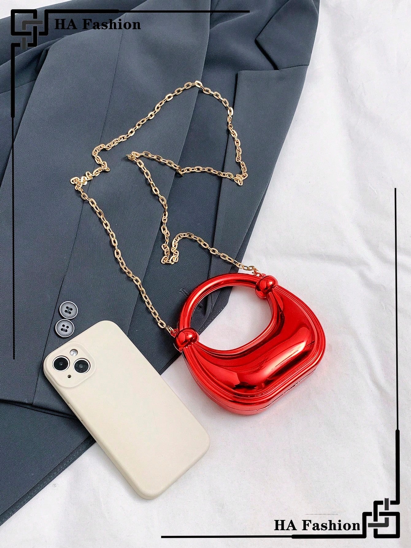 Acrylic Crescent Moon Box Shaped Handbag