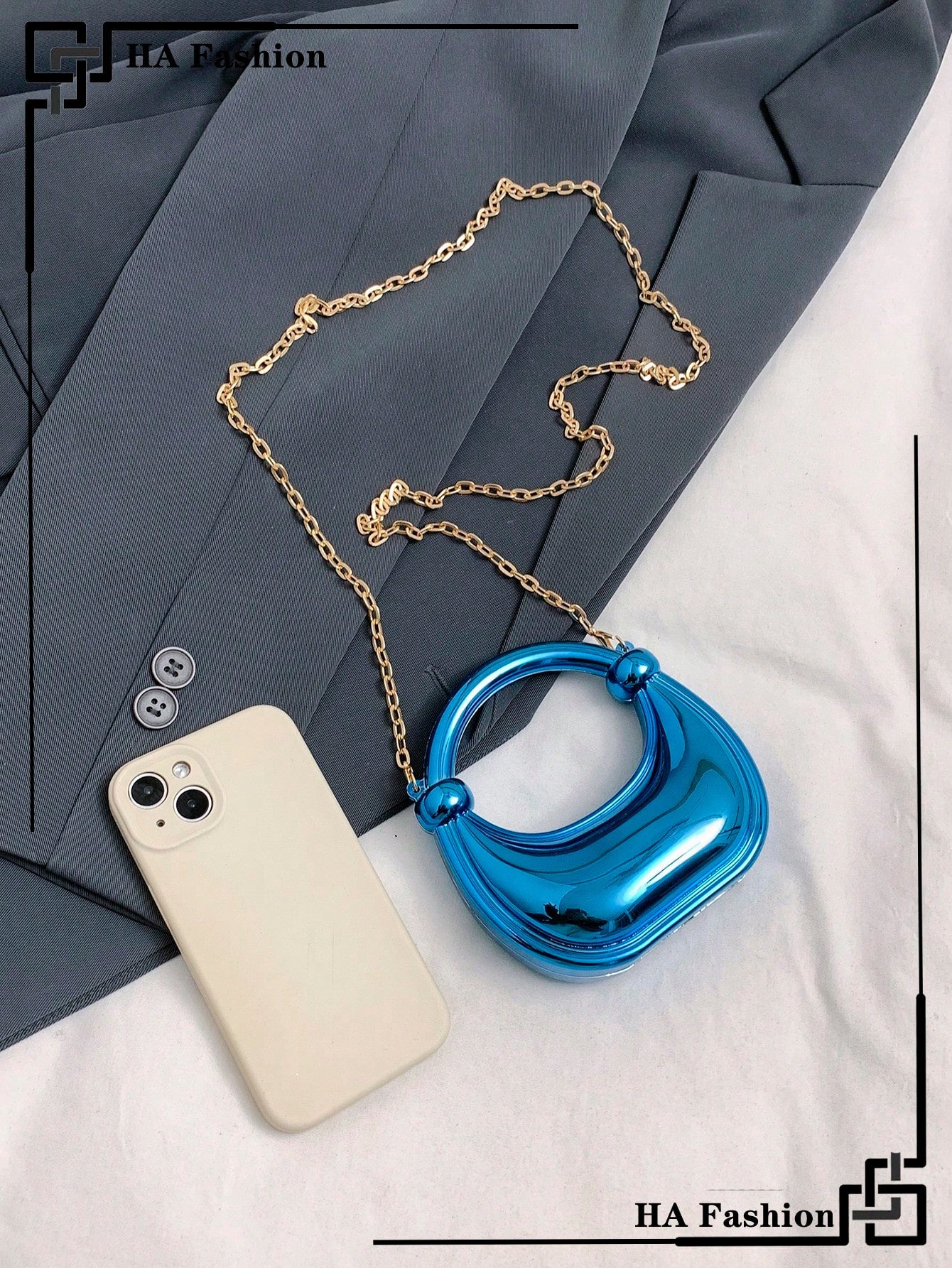 Acrylic Crescent Moon Box Shaped Handbag