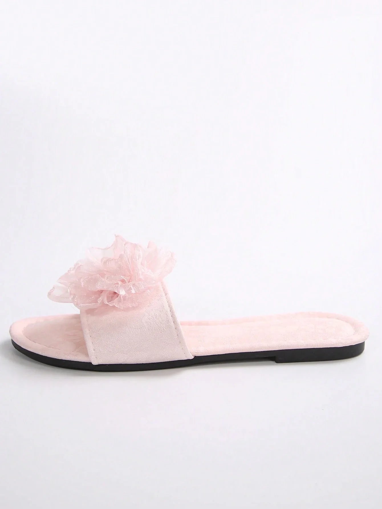 French Style Floral Strap Flat Slide Sandals