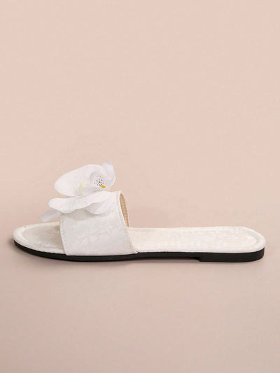 French Flower Strap Flat Slippers