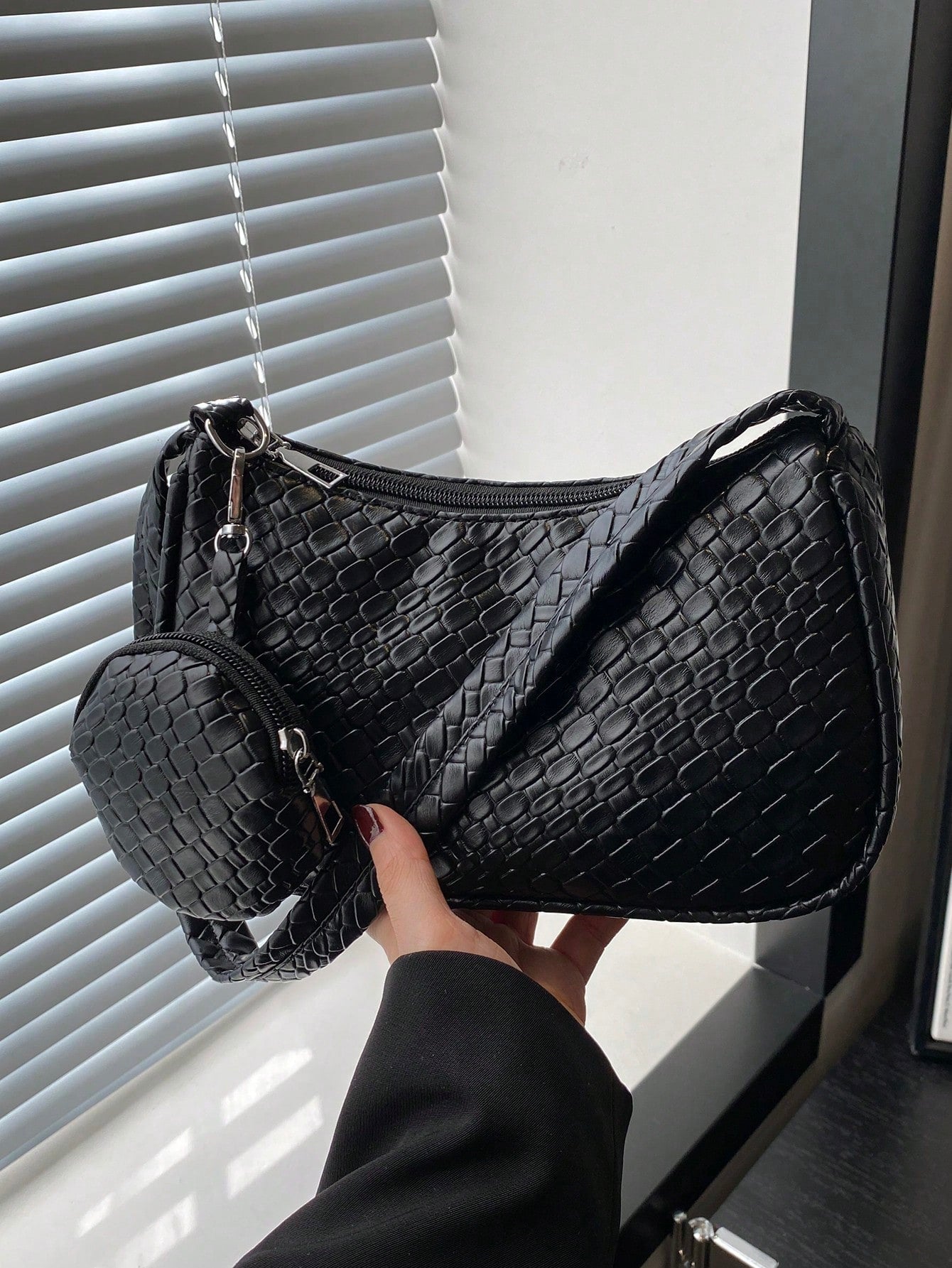 Geometric Print Hobo Bag Zipper With Coin Purse
