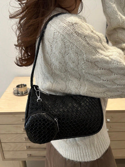 Geometric Print Hobo Bag Zipper With Coin Purse