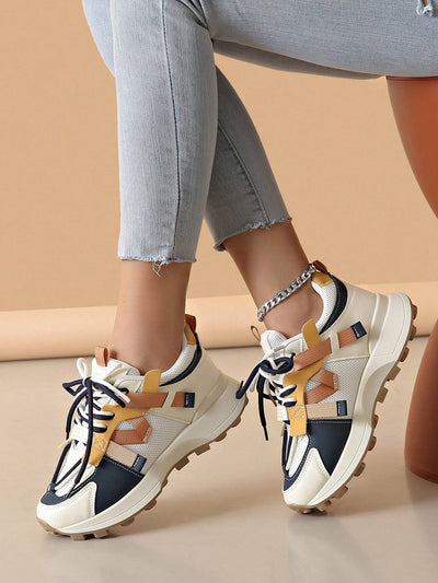 Breathable Mesh Contrast Platform Shoes