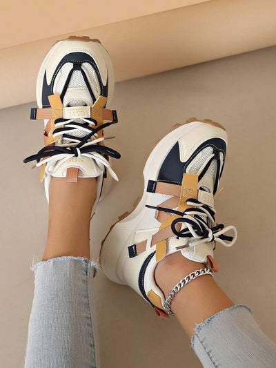 Breathable Mesh Contrast Platform Shoes