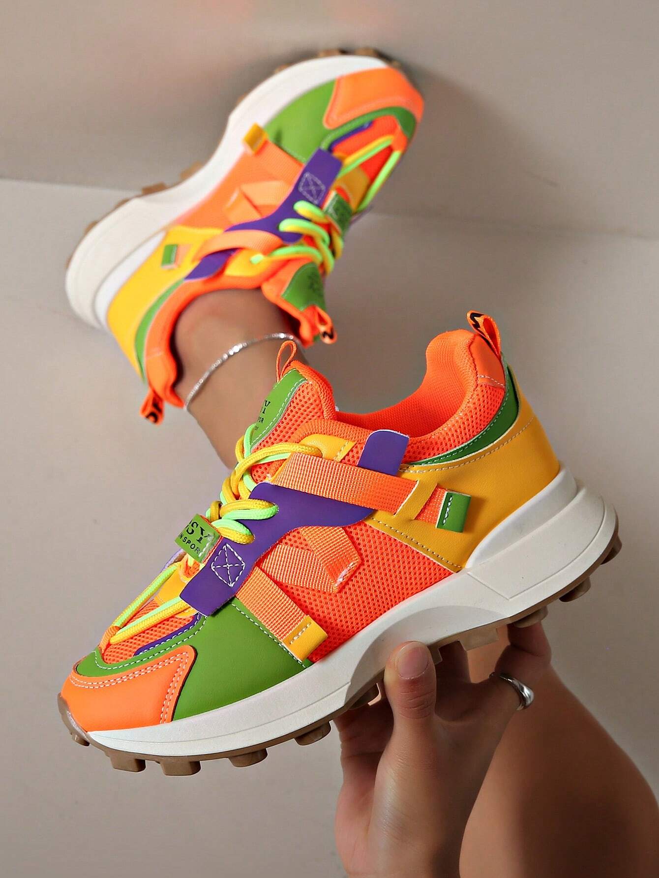 Breathable Mesh Contrast Platform Shoes