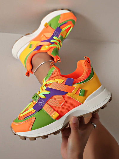 Breathable Mesh Contrast Platform Shoes