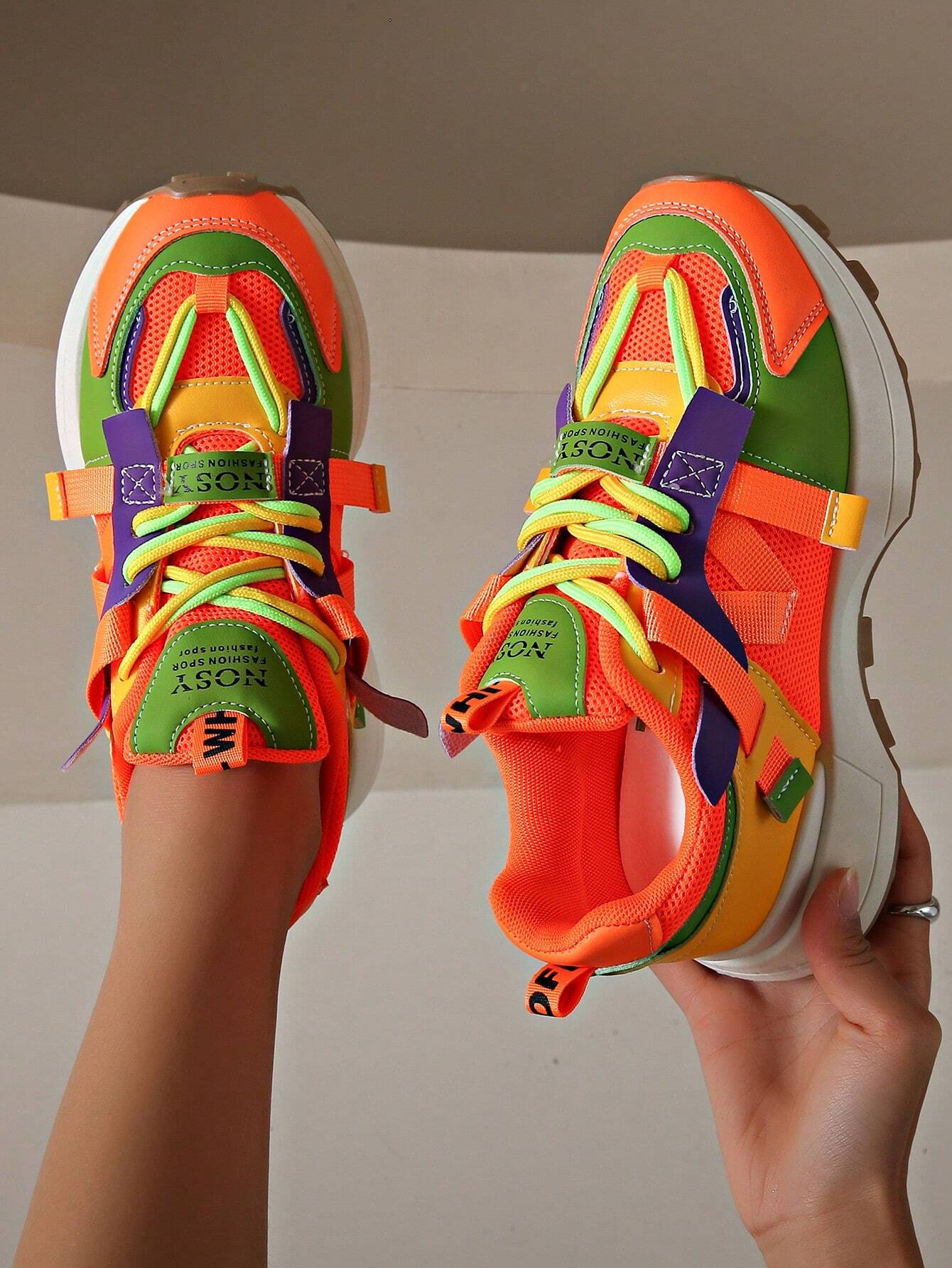 Breathable Mesh Contrast Platform Shoes