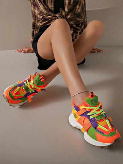 Breathable Mesh Contrast Platform Shoes