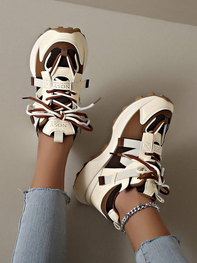 Breathable Mesh Contrast Platform Shoes