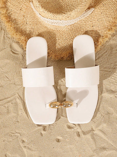 Women Square Toe Flat Sandals