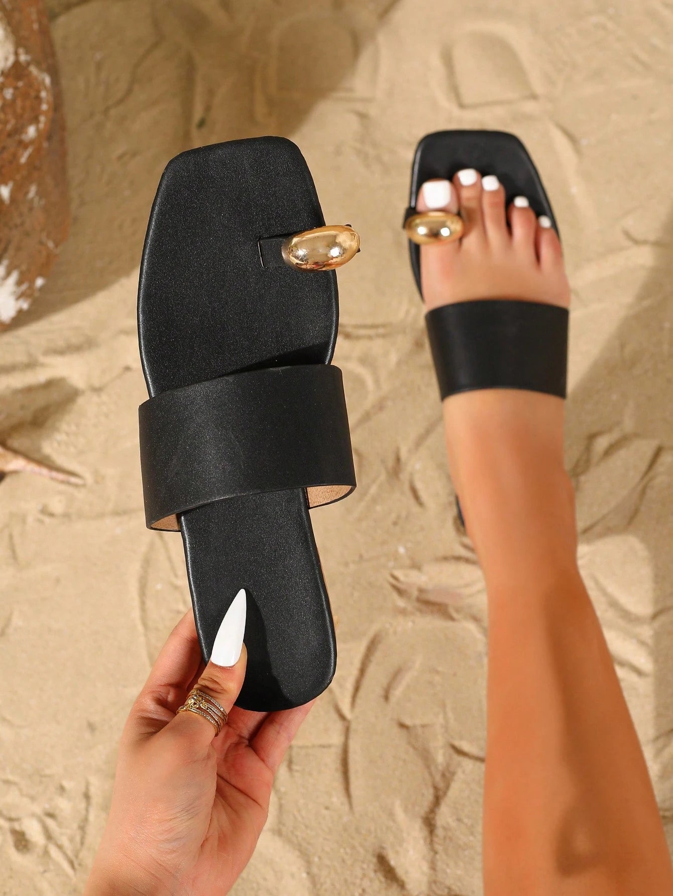Women Square Toe Flat Sandals