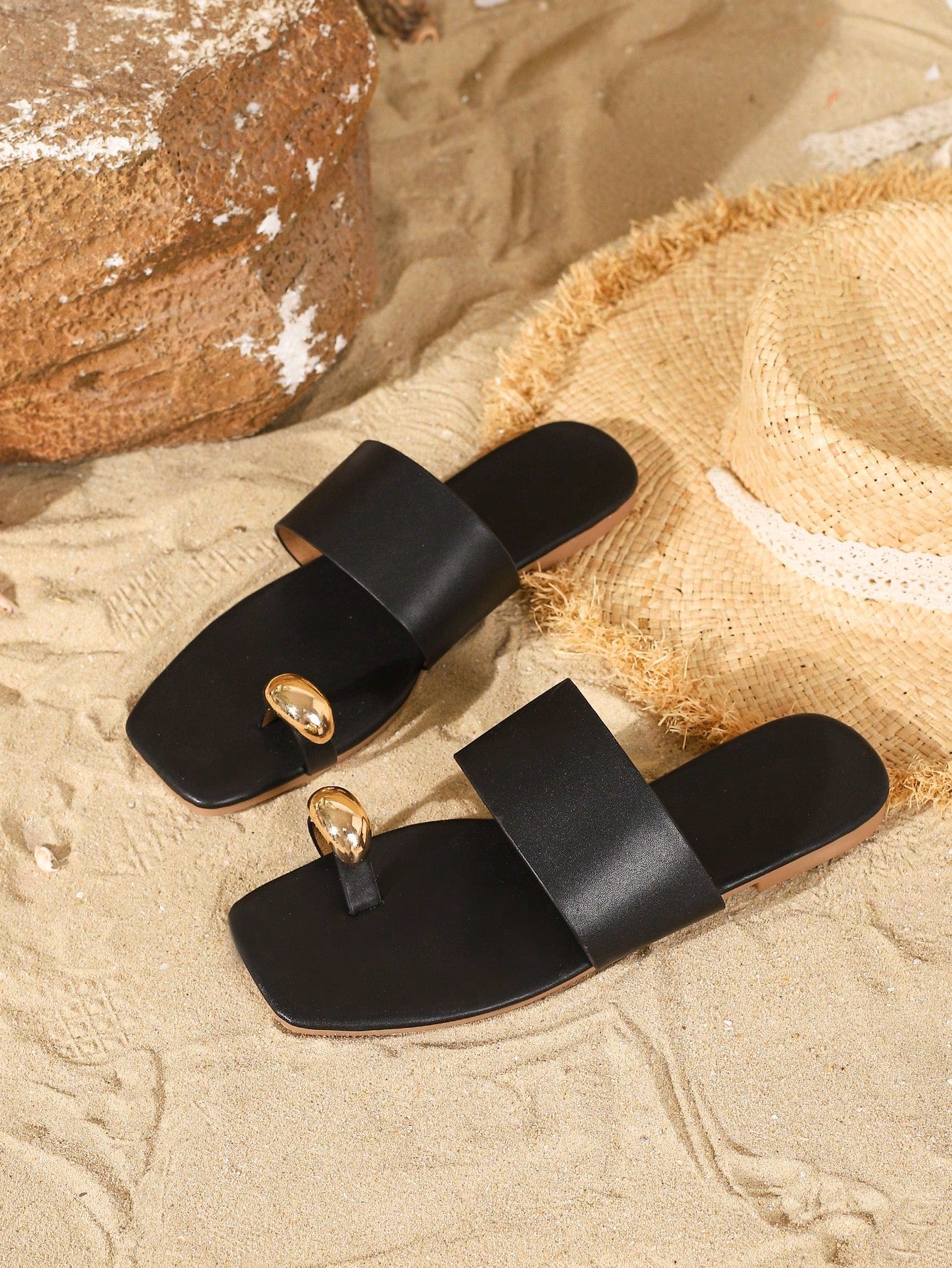Women Square Toe Flat Sandals