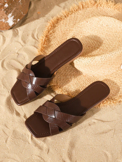 Women Square Toe Flat Sandals