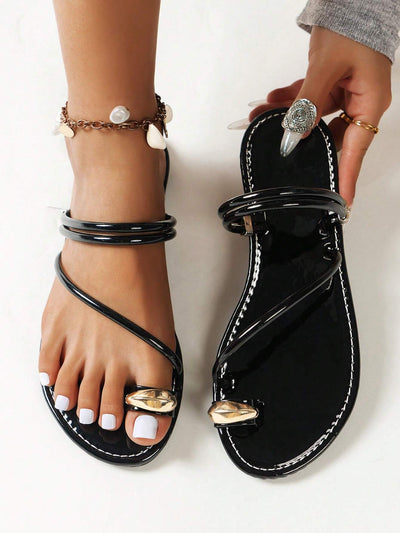 Black Double Wearing Women's Summer Slippers