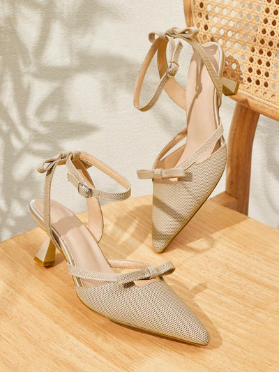 Women's Pointed Toe High Heels With Thin Heels And Bowknot Decoration