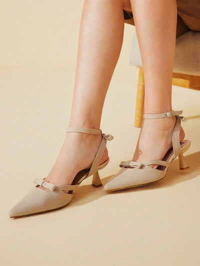 Women's Pointed Toe High Heels With Thin Heels And Bowknot Decoration