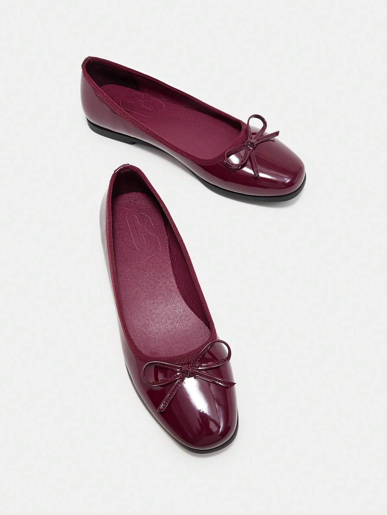 BIZCHIC Round Toe Bow Detail Slip On Ballet Flats