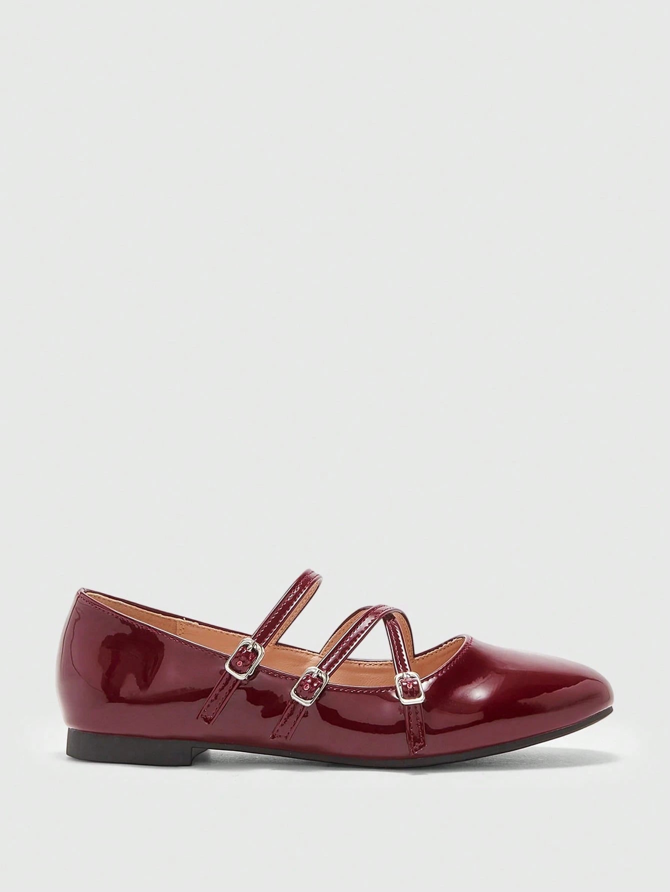 DOLLMOD Women's Double Buckle Design Casual Fashion Flat Loafers