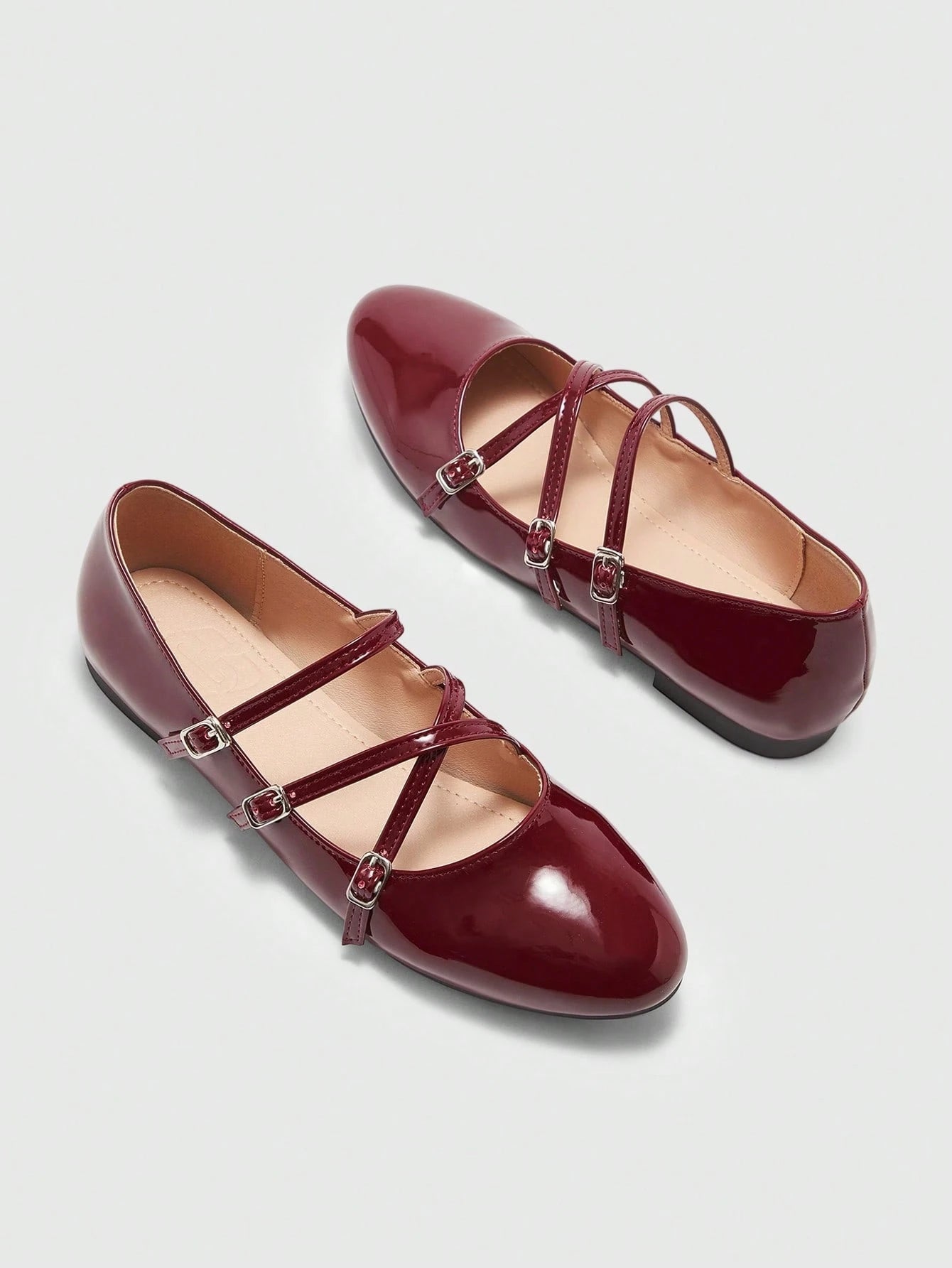 DOLLMOD Women's Double Buckle Design Casual Fashion Flat Loafers