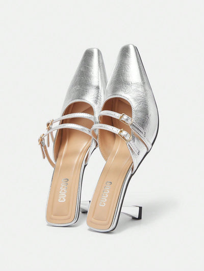 CUCCOO BIZCHIC Solid Color Pointed Toe Casual High Heels