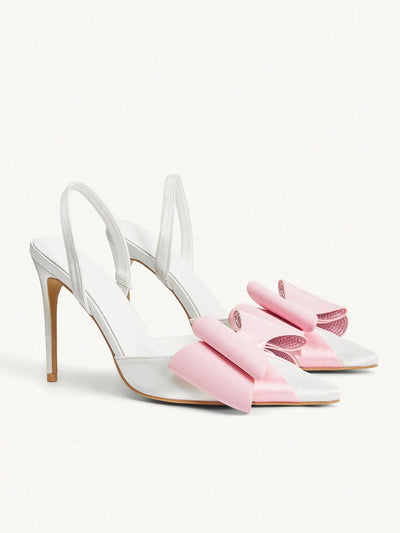 Women's Pointed Toe Back Strap Bow High Heel Pumps