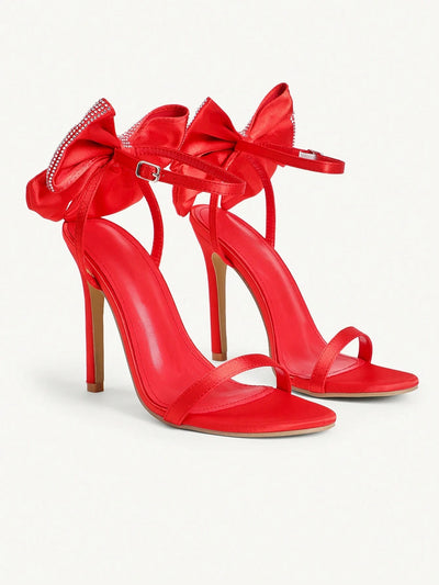 CUCCOO CHICEST Elegant Solid Color Bow Decor High Heel Sandals