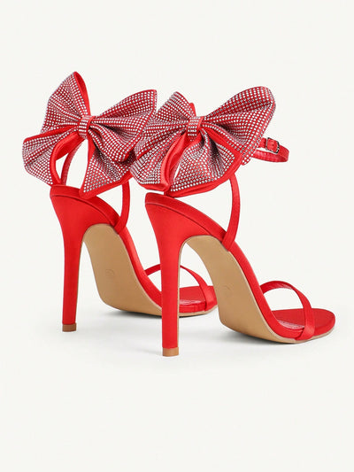 CUCCOO CHICEST Elegant Solid Color Bow Decor High Heel Sandals