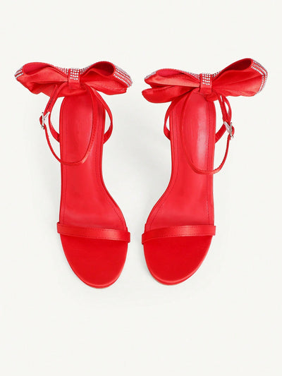 CUCCOO CHICEST Elegant Solid Color Bow Decor High Heel Sandals
